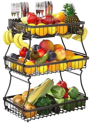 Produktbild von Metallische Obstschale mit Bananenhalter - Abnehmbares Design für Küche, Bad und Wohnzimmer