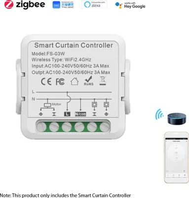 Produktbild von Smart Curtain Controller Zigbee APP WiFi Smart Switch Modul, Smart Curtain Opener, Sprachsteuerung, Gemeinsam genutzte Geraete, Smart Timing-Funktion