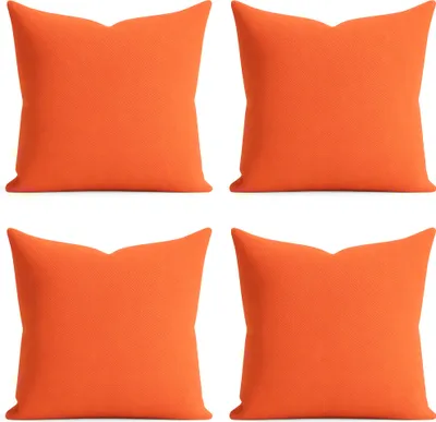 Produktbild von 4er Set Kissenhülle 40x40 cm orange pflegeleicht mit Reißverschluss