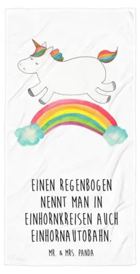 Produktbild von Mr. & Mrs. Panda Strandtuch Einhorn Regenbogen - Weiß - Geschenk, Großes Badehandtuch, Glitzer, Duschtuch, Duschhandtuch, Unicorn, Einhornpower, Erwachsenwerden, Handtuch
