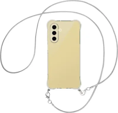 Produktbild von Handykette Backcover-Schutzhülle mit Band (Metall silberfarben) für Samsung Galaxy A26 5G - silberfarbene Snake-Kette