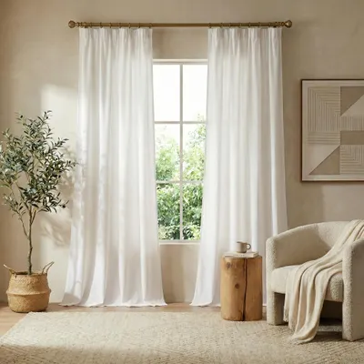 Halbtransparente Vorhänge, 2 Paneele, 140x260 cm, Polyester, Weiß