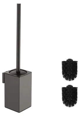 Image de Porte-brosse de toilettes gris à fixation murale – Porte-brosse de toilettes carré en acier inoxydable 304
