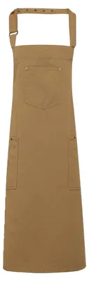 Image de Premier - Tablier à bavette, coton LT3160 (taille unique) (kaki-marron)
