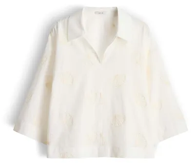 Produktbild von Opus Damen Bluse mit Polokragen, V-Ausschnitt, locker geschnitten und dezenter Musterung