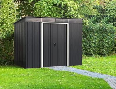 Produktbild von Duramax Metall Gartenhaus 263x174 Geräteschuppen Garten Gerätehaus Schiebetür, H. 201 x B. 263 x T. 174 cm, Metall