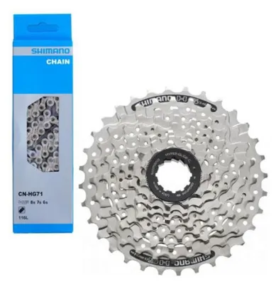 Produktbild von Shimano Kette CN-HG71 6/7/8-fach 116 Glieder + Kassette CS-HG41 8-fach 11-32 ...