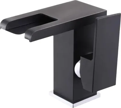 Produktbild von Waschbeckenarmaturen, Wasserfall-LED-Waschbeckenarmatur, Einhebel-Waschtischarmatur, RGB-Farbwechsel durch Wasserfluss, Waschbeckenarmaturen/Schwarz