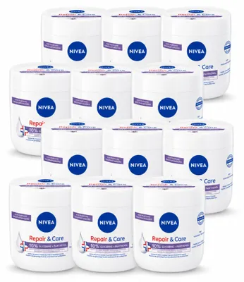 Produktbild von 12 x NIVEA Bodycreme Repair & Care Sensitive - mit 10% Glycerin & Panthenol - 400 ml - Vorteilspackung - 12 Stücke