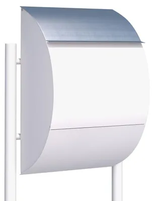 Produktbild von Standbriefkasten Jumbo in Weiß mit Edelstahlklappe