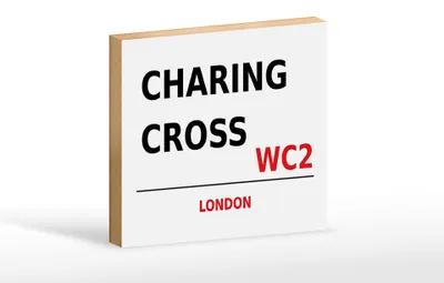 Produktbild von Holzschild London 18x12cm Charing Cross WC2