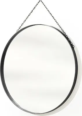 Produktbild von Nicole Runder Spiegel 80 cm – Schwarzer Metallrahmen | Farbe: Schwarz | Größe: 80x80 cm