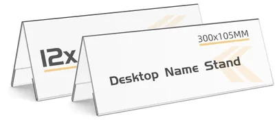 Produktbild von Namensschildhalter A-Form - Doppelseitiger Tischständer - 12 Stück - Transparentes Acryl - Geeignet für A4-Papier - Abmessungen 300 x 105 mm