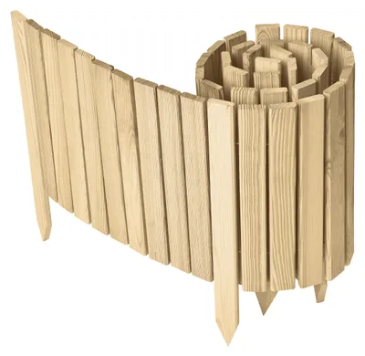 Produktbild von Garronda Beeteinfassung Holz Rollzaun Gartenzaun imprägniert Flexibler Rollborder Rasenkante Länge: 200 cm (Natural, Höhe: 40 cm)