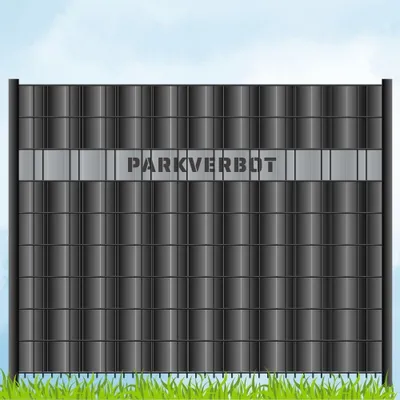 Produktbild von zaun|zu Sichtschutzstreifen mit Laser Beschriftung "PARKVERBOT" Doppelstab Fenstergrau 2,55m