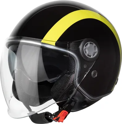 Produktbild von VINZ Jungbu Jethelm mit Doppelvisier | Roller Helm Fashionhelm mit Streifen | In Gr. XS-XXL | Jet Helm mit Sonnenblende | ECE 22.06  | Motorradhelm mit Visier - Gelb | L (59 cm)