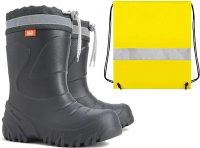 Produktbild von Demar Ultra Leichte Gummistiefel Lammfell Gefüttert Winterstiefel Winterschuhe Mammut + Schuhbeutel Neon Gelb 22\23