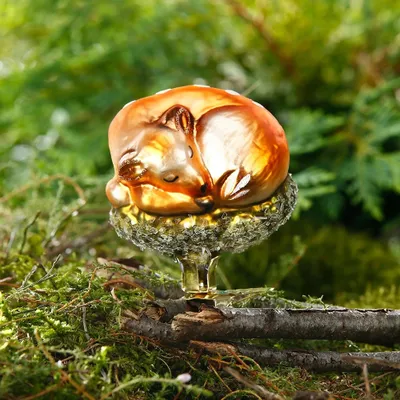 Produktbild von Christbaumschmuck Anhänger Glas Rehkitz auf Clip 6,5cm Braun