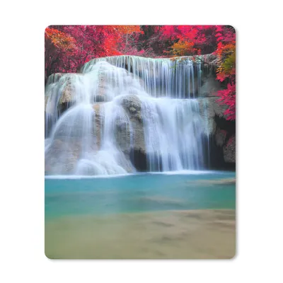 Produktbild von MuchoWow® Mauspad Mousepad Wasserfall - Bäume - Rot - Landschaft - Natur 30x40 cm - Mousepads - Maus Mat - Pad - Mausunterlage - Mausmatten