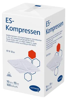 Produktbild von 10x Hartmann ES-Kompressen 10 x 10 cm, 12-fach, unsteril - 100 Stück | Packung (100 Stück)
