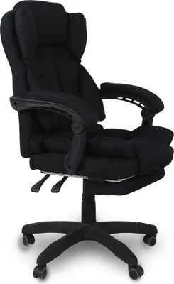 Produktbild von Schreibtischstuhl Bürostuhl Stoff Gamingstuhl Racing Chair Chefsessel mit Fußstütze,Farbe:Schwarz