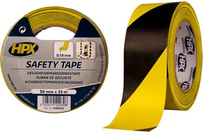 Image de Ruban de sécurité autocollant Jaune/Noir 33mx50mm HPX - HW5033