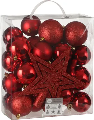 Immagine prodotto di Baubles natalizi in plastica House of Seasons - 40 pezzi - Ø8 cm - Rosso