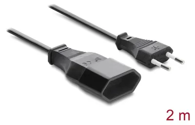 Produktbild von Delock Eurostecker Verlängerung CEE7/16 Stecker , 2 m, schwarz