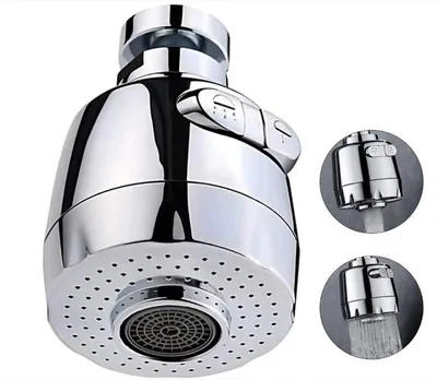 Produktbild von 360° Drehbarer Wasserhahn Sprühkopf, Küchenbrause Beweglicher Wasserhahn Sieb Wassersparblase Spritzwassergeschützt, Silber