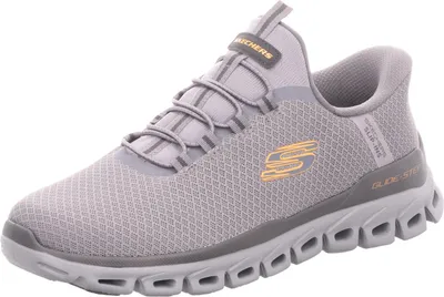 A single gray Skechers shoe is shown against a white background.