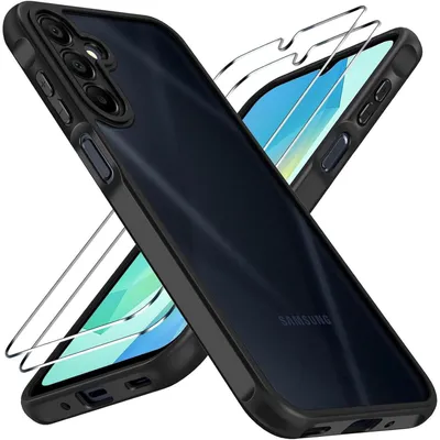 Obrázek produktu pro Ochranné pouzdro s 2x tvrzeným sklem pro Samsung Galaxy A16 4G/5G, nárazuvzdorné, ochrana fotoaparátu, matné, průsvitné, černé