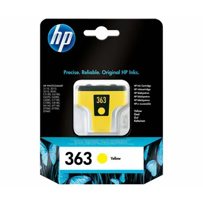 Obrázok produktu pre HP 363, Štandardná výťažnosť, Žltá, Atrament na pigmentovej báze, 1 kusov, 500 strany