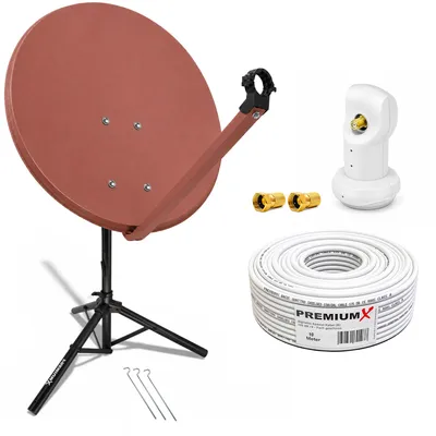 Produktbild von PremiumX Camping SAT Anlage 80cm Antenne Single LNB F-Stecker Kabel Stativ
