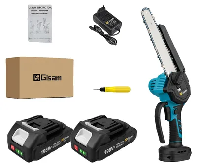Immagine prodotto di Mini motosega, motore brushless, barra da 8 pollici, 2 batterie