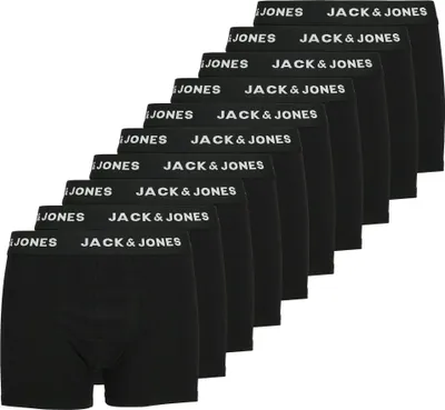 Produktbild von JACK&JONES Jungen Boxershorts, 10er Pack - JACHUEY TRUNKS, Baumwoll-Stretch, Logobund Schwarz 164