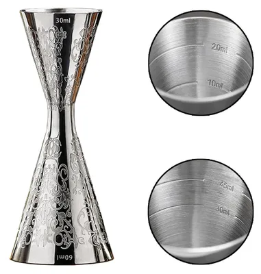 Produktbild von Cocktail-Messbecher Barmaß 30ml 60ml Edelstahl Silber mit Innenskalierung