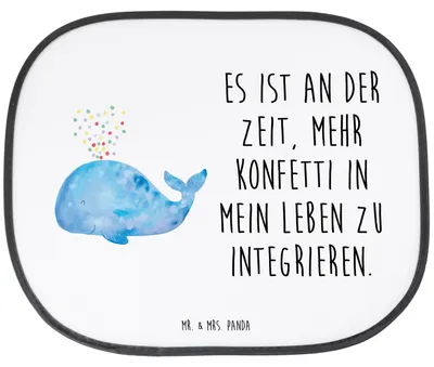 Produktbild von Mr. & Mrs. Panda Hitzeschutz Auto Wal Konfetti - Weiß - Geschenk, Abnehmen, Sonnenblende, Sonnenschutz für Autoscheiben, Geburtstag, Meer, Wale, Neuanfang