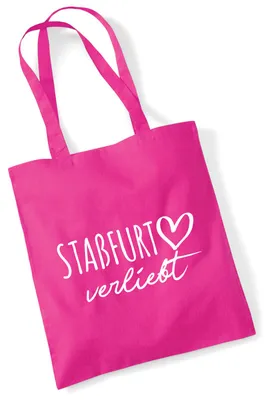 Produktbild von Huuraa Jutebeutel Staßfurt verliebt 10 Liter Fuchsia Baumwolle Tasche Geschenkidee