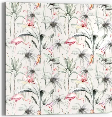 Produktbild von DEQORI Glasbild Echtglas 30x30 cm 'Flamingo Grünland' Wandbild Bild modern Deko