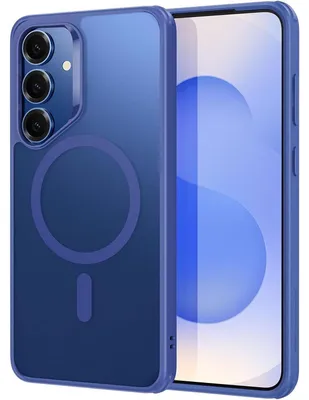 Image de Coque de protection pour Samsung Galaxy S25 Plus, compatible MagSafe, norme militaire, couleur bleu transparent