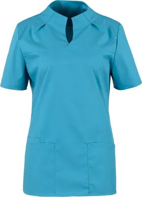 Produktbild von beb MEDIZIN/PFLEGE Damen KASACK Kurzarm Kelchkragen Baumwollmix Petrol 3XL