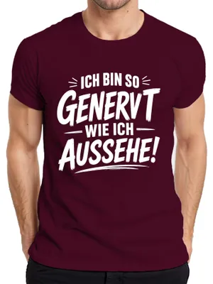 Productafbeelding van Ik ben net zo geïrriteerd als ik eruitzie. Grappige opmerking, sarcastisch heren T-shirt, bordeauxrood, maat XL