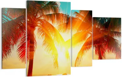 Produktbild von Bild auf Leinwand - Leinwandbild - Meer Palme Wasser - 120x70cm - Wand Bild - Wanddeko - Wandbilder - Leinwanddruck - Bilder - Kunstdruck - Wanddekoration - Leinwand bilder - Wandkunst - DL120x70-4018