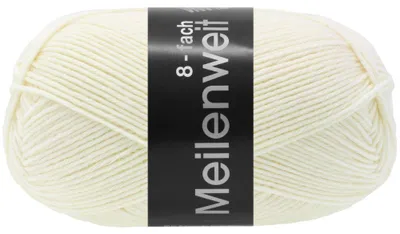 Produktbild von Lana Grossa MEILENWEIT 150 g UNI 8-fach Sockenwolle in kräftigen Uni-Farben 315 m Farbe 9560 - Rohweiß