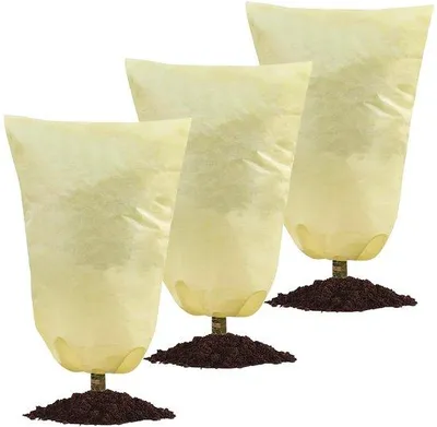 Zdjęcie produktu dla Ochrona roślin przed zimą, zestaw 3 sztuk, osłona przeciwmrozowa do roślin domowych z sznurkiem, 120 x 80 cm, ochrona drzew oliwnych i palm, odporna na rozdarcia, wielokrotnego użytku