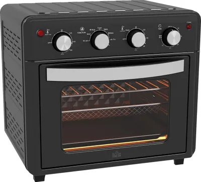 Produktbild von Fortuna Lai Minibackofen mit Umluft, 90°C-230°C, 30L, Mini Ofen mit Backblech, Grillrost, Krümelblech, Heißluftfritteuse mit 7 Modi, Frittierkorb