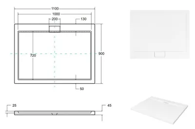 Produktbild von Duschwanne Rechteck 110x90x4,5 Sanitäracryl Duschtasse Glatt | Ablaufgarnitur ⌀50 mm im SET | Anti-Rutsch Duschbecken | BADLAND AXIM SLIM