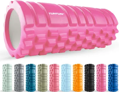 Produktbild von Tunturi Yoga Grid Foam Roller - fazienrolle rücken wirbelsäule - 33 cm lang in Rosa- fitness rolle - Rücken rolle - Inkl. e Fitness-App