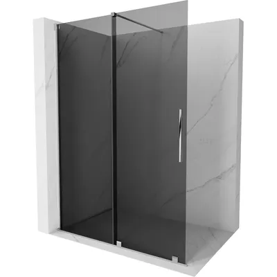 Produktbild von Mexen Velar Duschwand Walk-in 140 x 200 cm, graphit 8 mm, chrom - 871-140-000-43-01