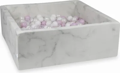Produktbild von Trockenbecken 110x110x40 Marmor mit 600 Bällen: Hellrosa Perle, Weiß, Transparent, Perle